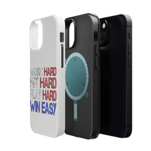 DistinctInk ToughCase for Apple iPhone, Compatible with MagSafe Charging - Work Hard Hit Hard Play Hard Win Easy