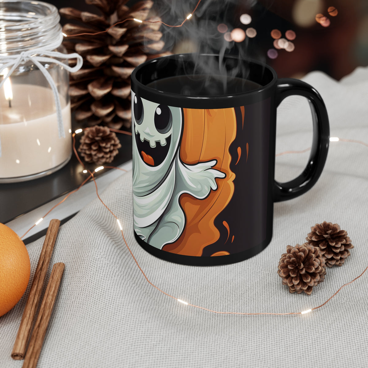 Black Coffee Mug - Silly Specter Sprites for Halloween, view 4