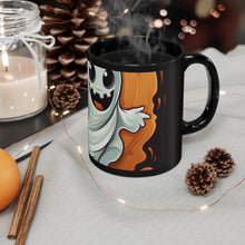 DistinctInk Black Coffee Mug - Silly Specter Sprites for Halloween