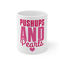 DistinctInk Glossy White Coffee / Tea Mug - Pushups and Pearls