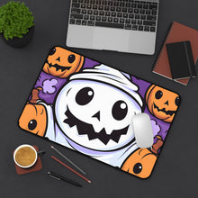 DistinctInk Desk Mat with Ghost Skeleton Pumpkins Design for Halloween