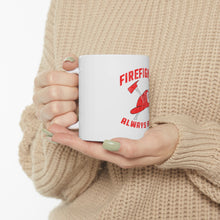 DistinctInk Glossy White Coffee / Tea Mug - Firefighter - Always Ready