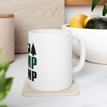 DistinctInk Glossy White Coffee / Tea Mug - Camp Champ - Camping Fire