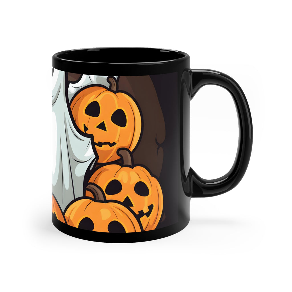 Black Coffee Mug - "Spooky Skeleton Pumpkins" for Halloween, view 3