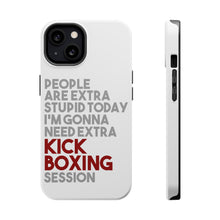 DistinctInk ToughCase for Apple iPhone, Compatible with MagSafe Charging - People Are Stupid Need Extra Kick Boxing