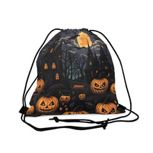 DistinctInk Drawstring Bag Backpack with Spooky All Hallows' Eve Design for Halloween