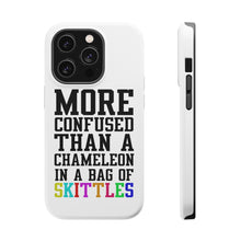 DistinctInk ToughCase for Apple iPhone, Compatible with MagSafe Charging - More Confused than Chameleon in Skittles