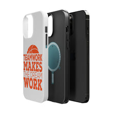 DistinctInk ToughCase for Apple iPhone, Compatible with MagSafe Charging - Teamwork Makes the Dream Work Basketball