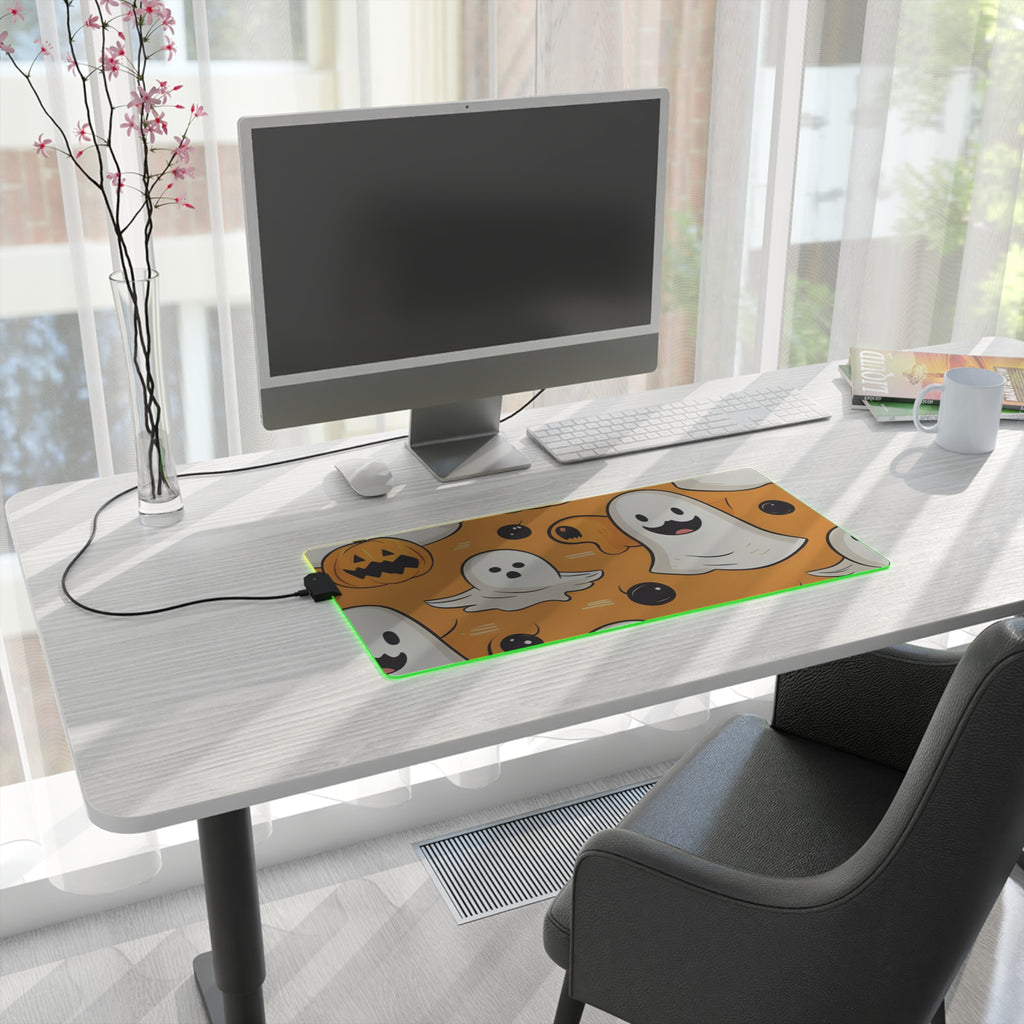 LED Gaming Mouse Pad with Ghoulish Bats and Pumpkins Design for Halloween, view 10