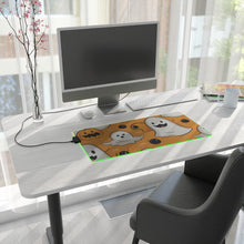 DistinctInk LED Gaming Mouse Pad with Ghoulish Bats and Pumpkins Design for Halloween