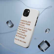 DistinctInk ToughCase for Apple iPhone, Compatible with MagSafe Charging - Chocolate Comes From Cocoa Is A Salad