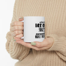 DistinctInk Glossy White Coffee / Tea Mug - When Ice Caps Melt Swimmer Rule the World