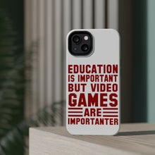 DistinctInk ToughCase for Apple iPhone, Compatible with MagSafe Charging - Education is Important Video Games Importanter