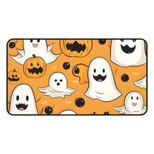 DistinctInk Desk Mat with Ghoulish Bats and Pumpkins Design for Halloween