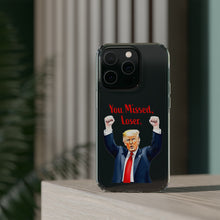 DistinctInk Clear Case for Apple iPhone or Samsung Galaxy - Trump "You Missed, Loser" Cartoon Design