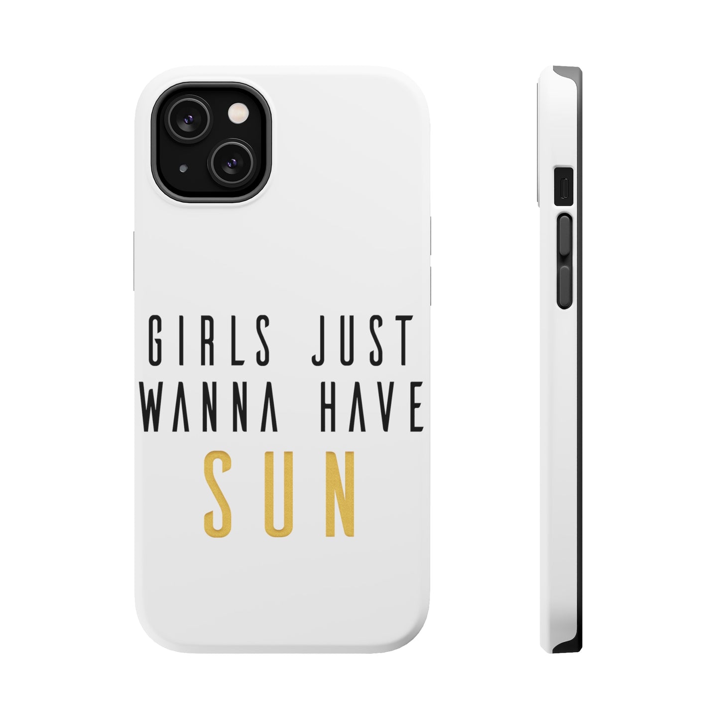 DistinctInk ToughCase for Apple iPhone, Compatible with MagSafe Charging - Girls Just Wanna Have Sun