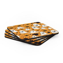 DistinctInk (Set of 4) Corkwood Coasters with Ghoulish Bats and PumpkinsDesign for Halloween