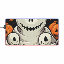 DistinctInk LED Gaming Mouse Pad with Ghost Skeleton Pumpkin Pattern Design for Halloween