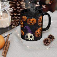 DistinctInk Black Coffee Mug - "Halloween Haunts and Pumpkin Pals" for Halloween