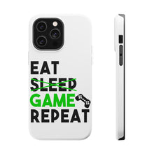 DistinctInk ToughCase for Apple iPhone, Compatible with MagSafe Charging - Eat Game Repeat - Video Games Gamer