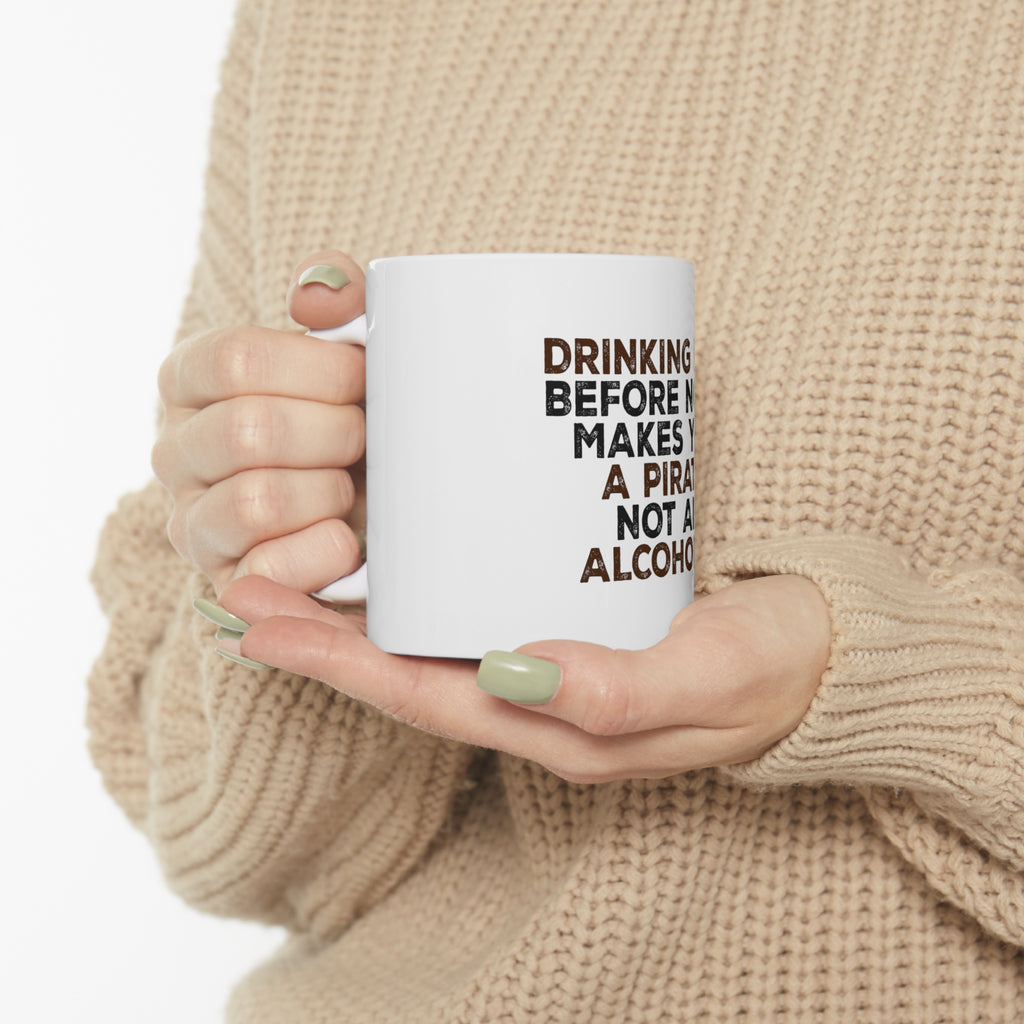 Glossy White Coffee / Tea Mug - Drinking Rum Before Noon Makes You A Pirate, view 10
