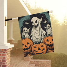 DistinctInk Garden & House Banner / Flag with Spooky Skeleton Pumpkins Design for Halloween