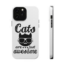 DistinctInk ToughCase for Apple iPhone, Compatible with MagSafe Charging - Cats Are Just Awesome