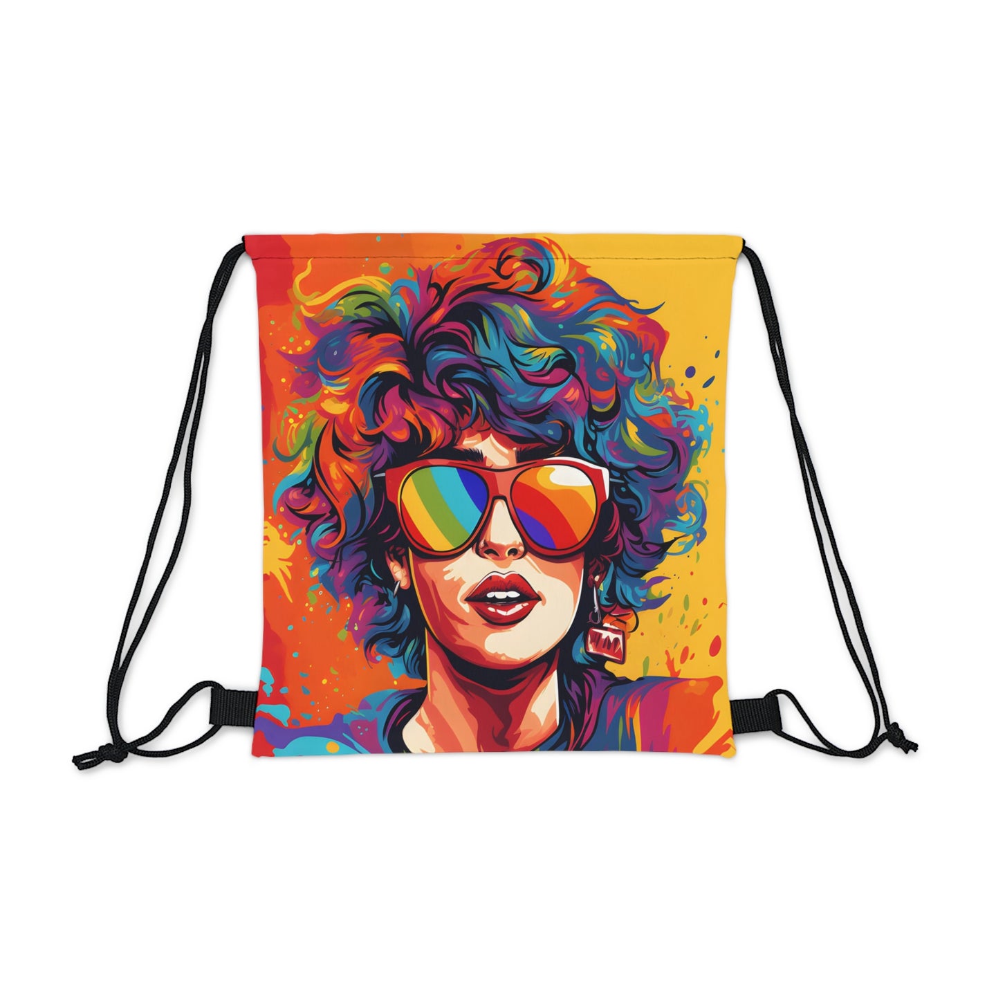 DistinctInk Drawstring Bag Backpack with Start Building Your Dreams Design for LGBTQ+ Pride