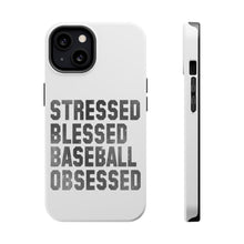 DistinctInk ToughCase for Apple iPhone, Compatible with MagSafe Charging - Stressed Blessed Baseball Obsessed