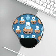 DistinctInk Mouse Pad with Wrist Rest  with Ghost Skeleton Pumpkin Pattern Design for Halloween