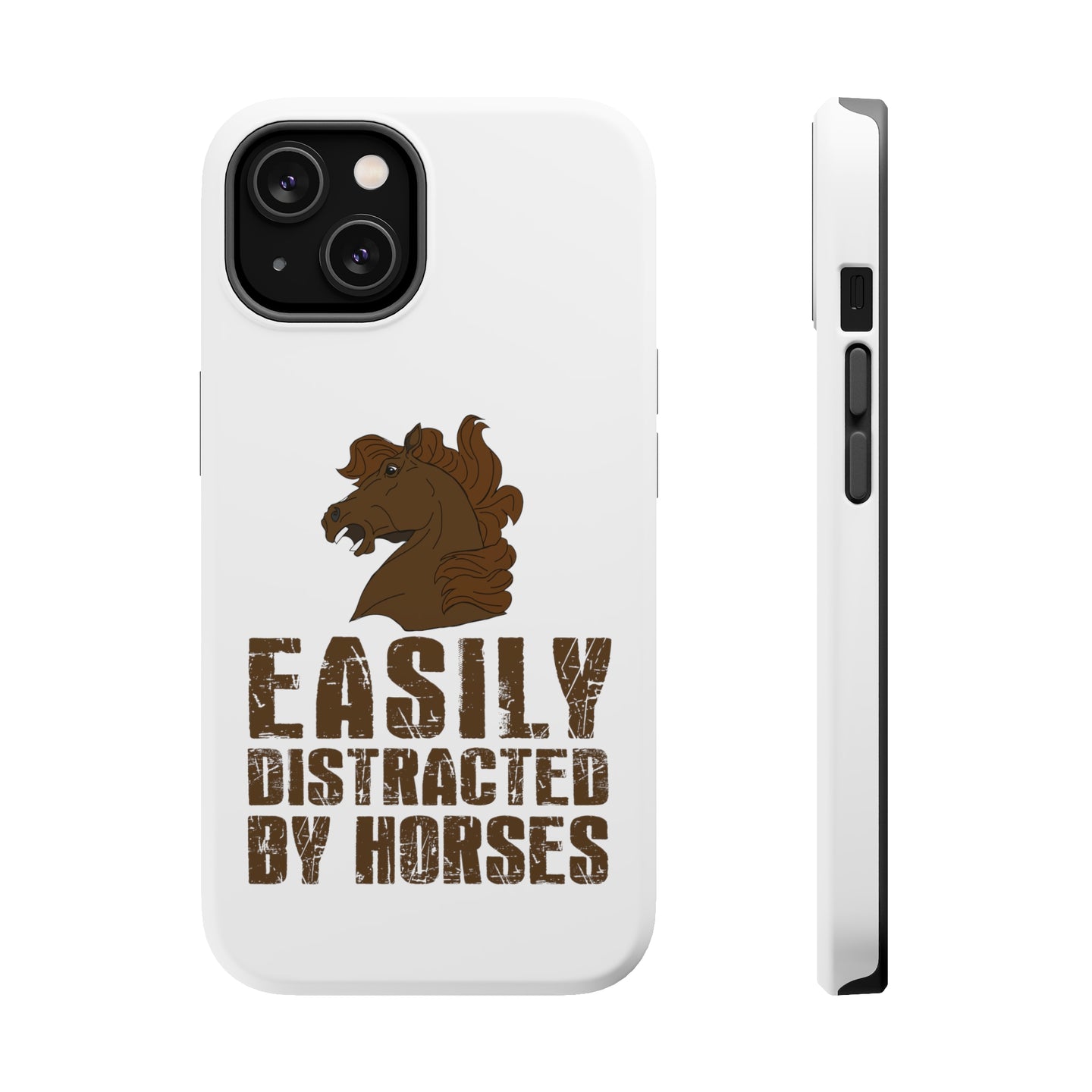 DistinctInk ToughCase for Apple iPhone, Compatible with MagSafe Charging - Easily Distracted By Horses