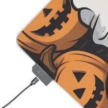 DistinctInk LED Gaming Mouse Pad with Skeletal Ghostly Pumpkin Patch Design for Halloween