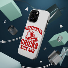 DistinctInk ToughCase for Apple iPhone, Compatible with MagSafe Charging - Firefighter Chicks Kick ASH