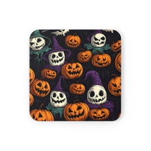 DistinctInk (Set of 4) Corkwood Coasters with "Halloween Haunts and Pumpkin Pals"Design for Halloween