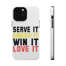 DistinctInk ToughCase for Apple iPhone, Compatible with MagSafe Charging - Serve It Smash It Win It Love It Tennis