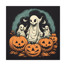 DistinctInk Canvas Wall Art with Spooky Skeleton Pumpkins for Halloween