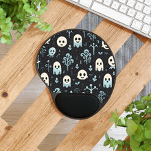 DistinctInk Mouse Pad with Wrist Rest  with Ghastly Skeletal Shadows Design for Halloween