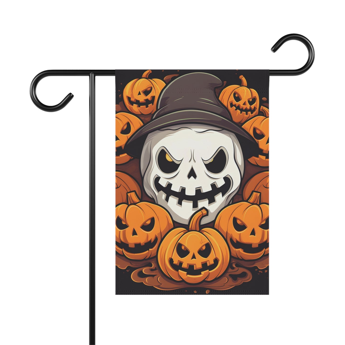 DistinctInk Garden & House Banner Flag with Spooky Skeleton Pumpkin Patch Design for Halloween