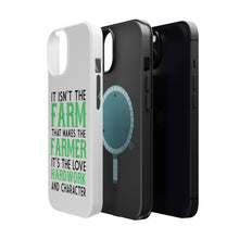 DistinctInk ToughCase for Apple iPhone, Compatible with MagSafe Charging - Hard Work & Character Make the Farmer