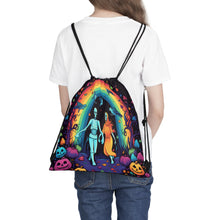 DistinctInk Drawstring Bag Backpack with The Enduring Beauty of Writing Design for Halloween  LGBTQ+ Pride
