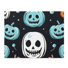 DistinctInk Jigsaw Puzzle with Skele-Ghostly Pumpkin Patch Design for Halloween