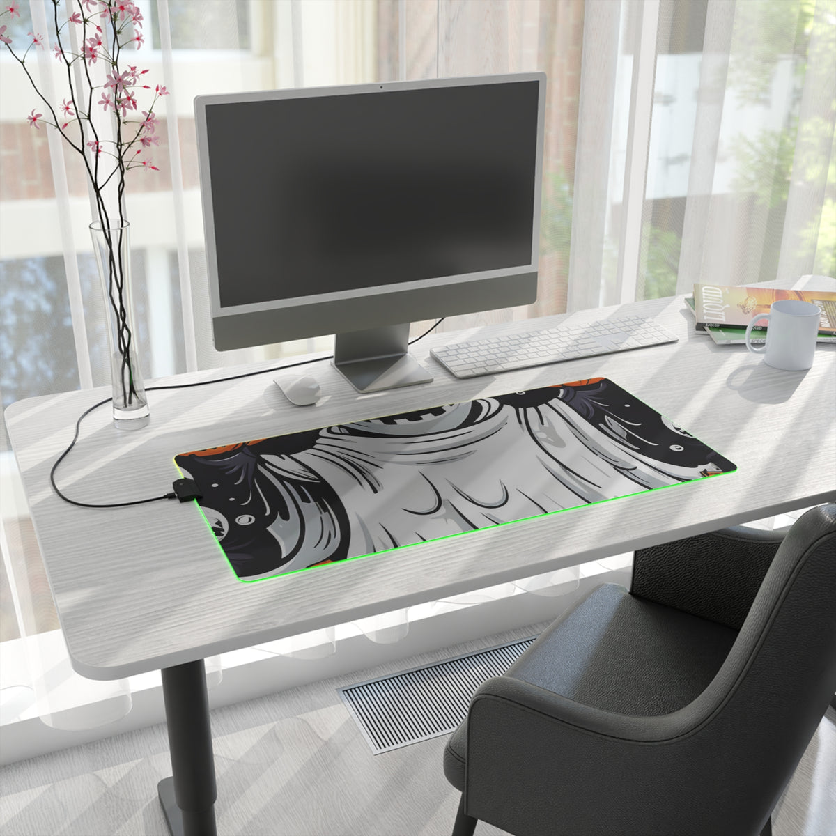 LED Gaming Mouse Pad with Ghost Skeleton Pumpkins Design for Halloween, view 16