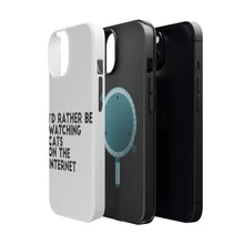 DistinctInk ToughCase for Apple iPhone, Compatible with MagSafe Charging - Rather Be Watch Cats On The Internet