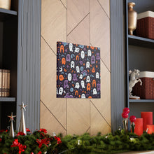 DistinctInk Canvas Wall Art with Skeletal Ghostly Pumpkins for Halloween