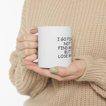 DistinctInk Glossy White Coffee / Tea Mug - Go Fishing Not to Find Myself to Lose Myself