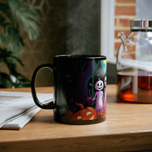 DistinctInk Black Coffee Mug - Exploring the Unknown for Halloween LGBTQ+ Pride