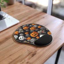 DistinctInk Mouse Pad with Wrist Rest  with Haunted Harvest Time Design for Halloween