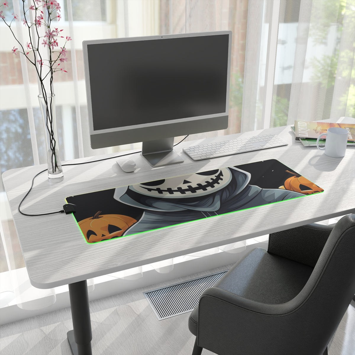 LED Gaming Mouse Pad with Skeleton Ghost and Pumpkin Design for Halloween, view 22