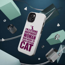 DistinctInk ToughCase for Apple iPhone, Compatible with MagSafe Charging - Strong Woman Needs to Cuddle Cat