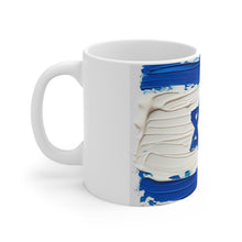 DistinctInk Ceramic Mug 11oz - Child's Acrylic Painting of Israel Flag - Bring Them Home!